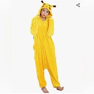 Adult Halloween Costume Pokemon Pickachu Onesie & Headband